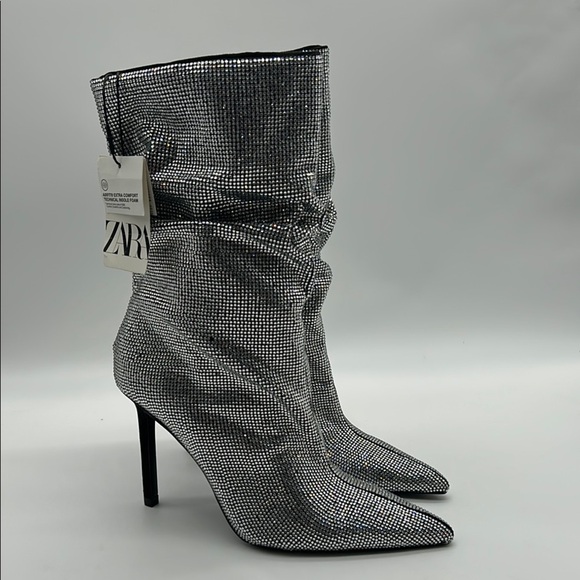 2366- ZARA Stiletto Heels Women’s Rhinestone Boots – NWT – Floor Display - Picture 3 of 10